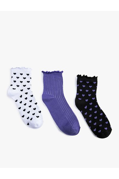 Koton Set de 3 șosete Heart Socket cu detaliu cu volan