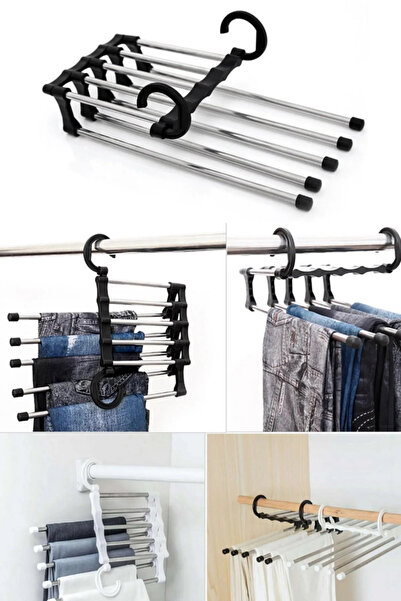 ANI OFİS KIRTASİYE A K Umeraș pliabil pentru pantaloni, 5 piese, care poate fi atârnat pe garderoba, organizator portabil pentru umeraș