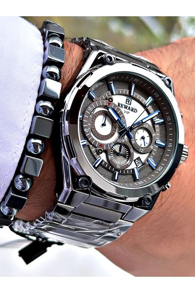 Reward Smoke Color Sports Functions Active Men's Wrist Watch + Bracelet