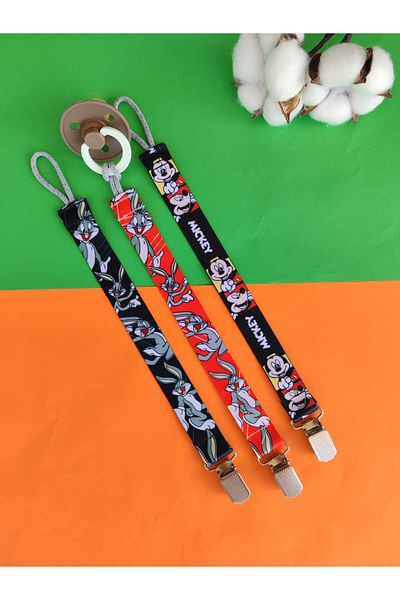 3Baby Set of 3 Baby Pacifier Straps - Pacifier Chain - Pacifier Holder