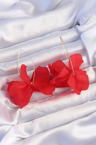 SeyCey.co Brass Red Color Flora Earrings