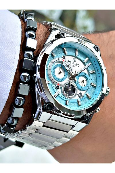 Reward Silver Color Sports Functions Active Men's Wrist Watch + Bracelet