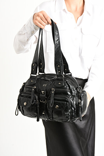 Baginn Y.S.Leather حقيبة كتف نسائية جلد نباتي متعددة الجيوب حقيبة كروس 30*20 سم