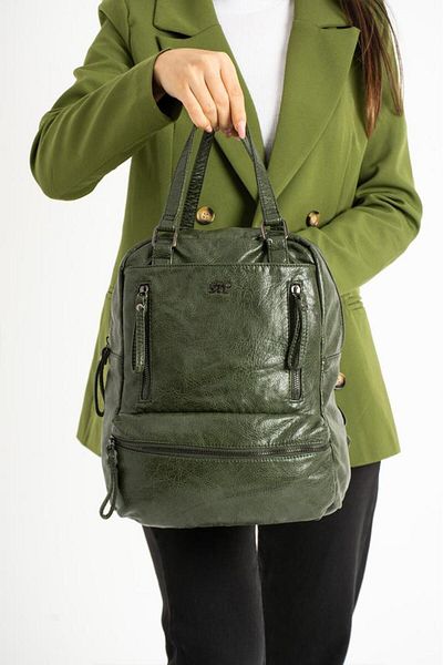 Baginn Y.S.Leather Retro Women's Backpack Multi-Pocket Functional Use Vegan Artificial Leather 30*25 cm