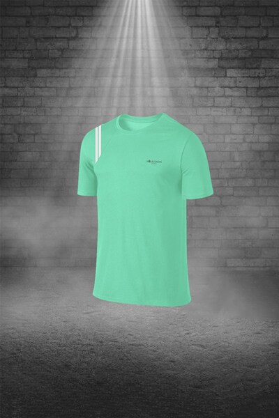 POSEIDON STORM Plus Size Men's Aqua Green Dri-Fit Crew Neck Athlete Casual T-Shirt Shorts Two-Piece Set (4Xl-10Xl)