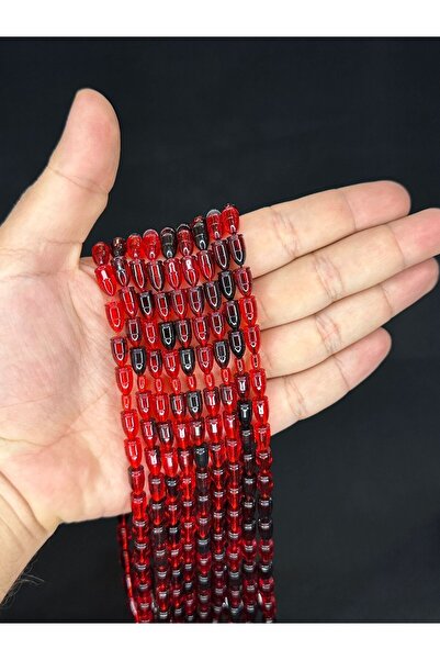 Anemore Collection طقم مسبحة بلاستيكية باللون الأحمر مكون من 9 قطع T-478-9