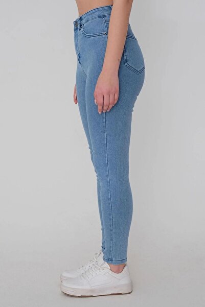 geenz manifacture Elena Full Lycra Winter Thick Fabric Light Blue Skinny Jean Trousers - See Our Size Chart