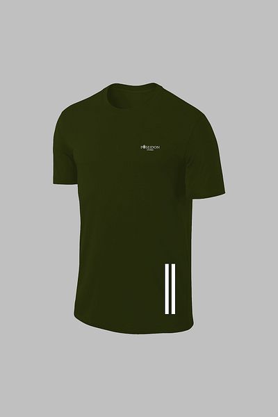 POSEIDON STORM Комплект мъжки шорти с щампа и тениска Dri-fit в цвят каки, големи размери, за ходене и бягане (4XL-10XL)