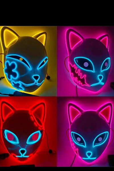 Giraffe Halloween Party Maske Işıklı Kedi Cadılar Bayramı Korku Maskesi Latex...