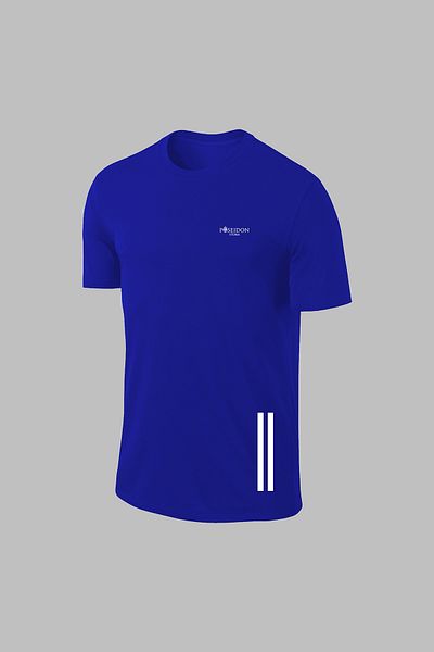 POSEIDON STORM Set de pantaloni scurți tricou simplu pentru antrenament pentru bărbați, mărime mare, din țesătură albastră Dri-fit, cu buzunare confortabile (4XL-10XL)
