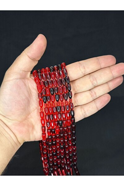 Anemore Collection طقم مسبحة بلاستيكية باللون الأحمر مكون من 8 قطع T-478-8