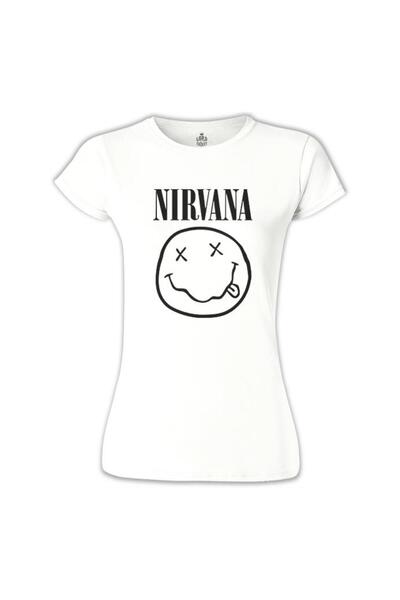 Lord T-Shirt نيرفانا - تيشيرت نسائي أبيض بشعار