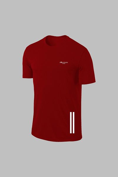 POSEIDON STORM Мъжки комплект от тениска и шорти Dri-Fit с джоб и кръгло деколте в бордо и големи размери