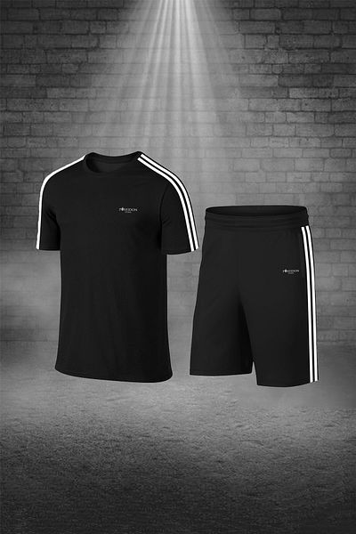 POSEIDON STORM Plus Size Men's Black Dri-Fit Fabric Round Neck Stylish Comfort T-Shirt Shorts (4Xl-10Xl)