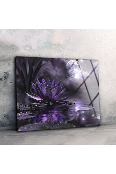 BV DEKOR Γυάλινος πίνακας ζωγραφικής με λουλούδια λωτού, Κομψή διακόσμηση τοί...