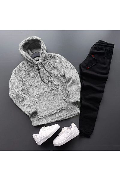 viperkombin Kangaroo Plush Sweatshirt and Sweatpants 2-Piece Combination