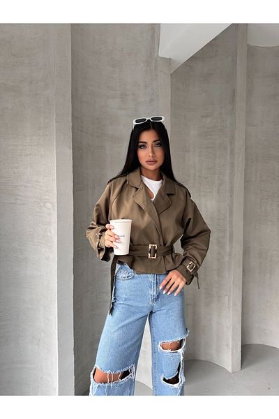 blue ashley Oversize Waterproof Short Trench Coat