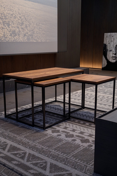 KODIGU Elora 3'lü Orta Sehpa | Siyah | 90x48x48 Cm