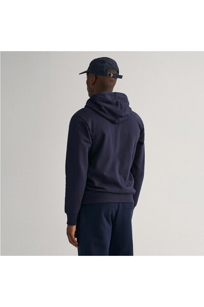Gant Erkek Lacivert Regular Fit Kapüşonlu Logolu Sweatshirt