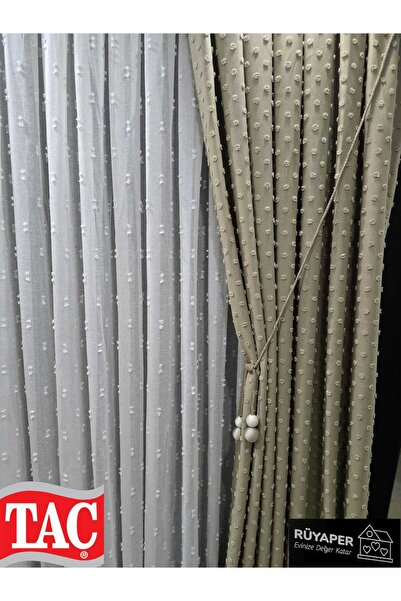 Taç Rüyaper Trend Product Mink Color Linen Backdrop Curtain with Point and Beard