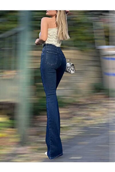 LİMABEL Bella Spanish High Waist Colorfast Dark Blue Jeans