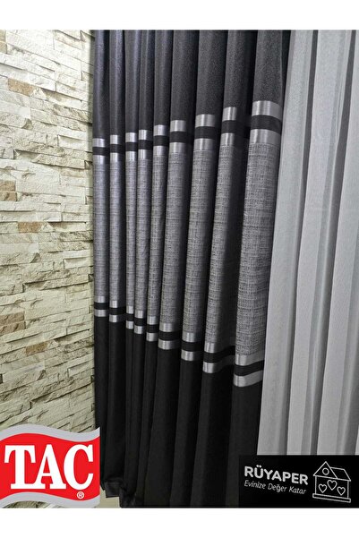 Taç Rüyaper Trend Product Κάτω και επάνω Ανθρακί Μεσαίο Κάμπο Γκρι Ασημί Περιγράμματος Κουρτίνα φόντου