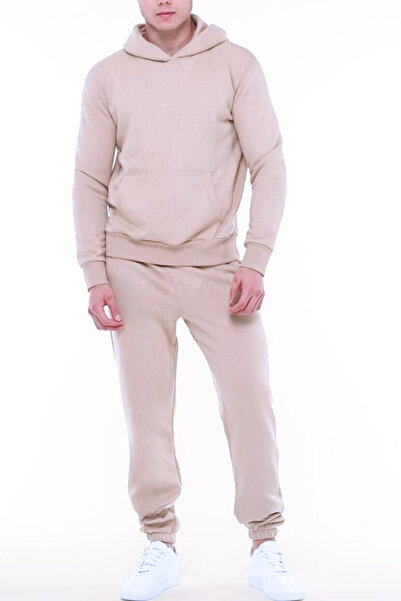 ruNadeS Ανδρικό σετ φούτερ με ψηλή φόρμα με φαρδιά εφαρμογή καγκουρό με ελαστικά πόδια - Casual