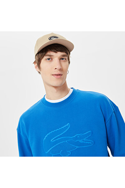 Lacoste Erkek Relaxed Fit Bisiklet Yaka Baskılı Mavi Sweatshirt