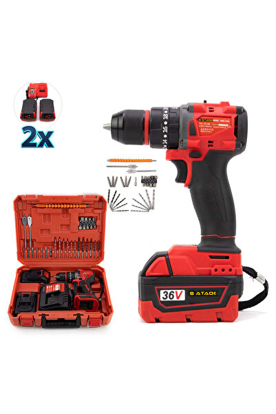 Sataok 36v 5ah Kömürsüz Motor Çelik Mandren Akülü Vidalama Darbeli Şarjlı Mat...