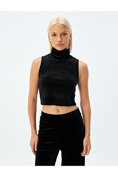 Koton Αμάνικο ζιβάγκο με λεπτή εφαρμογή Glitter Crop Top