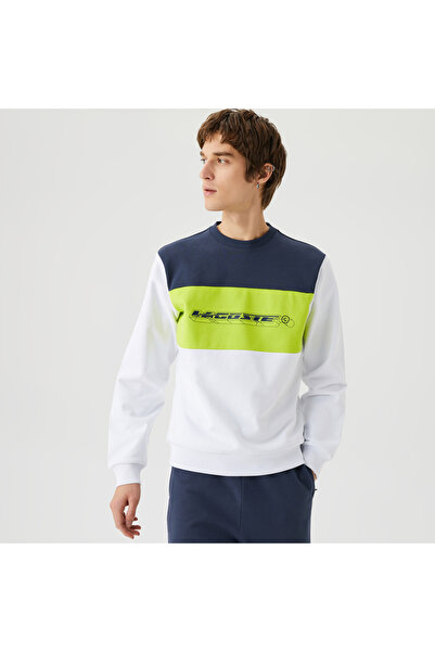 Lacoste Erkek Relaxed Fit Bisiklet Yaka Baskılı Lacivert Sweatshirt