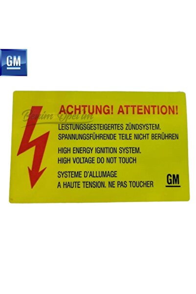 General Motors Opel Ön Panel Dikkat Yüksek Enerji Etiketi Sarı 6.4x10cm (acht...