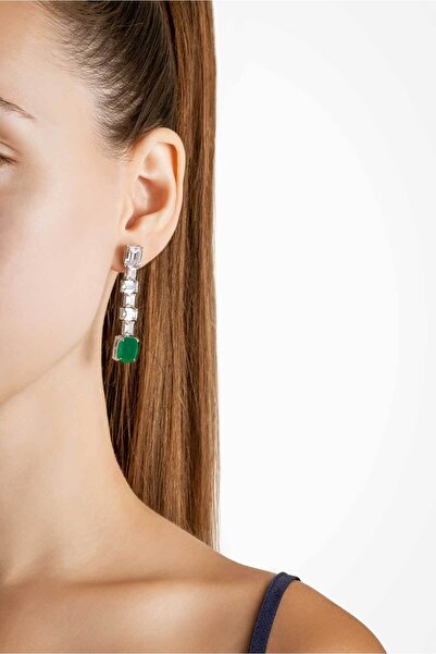 So CHIC... Paraiba Işıltısı 18 Ayar Beyaz Altın Kaplama Gümüş Tasarım Küpe