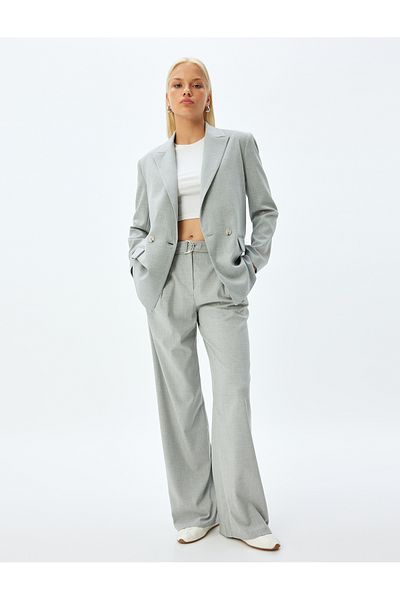 Koton Straight Leg Pocket Belted Fabric Trousers