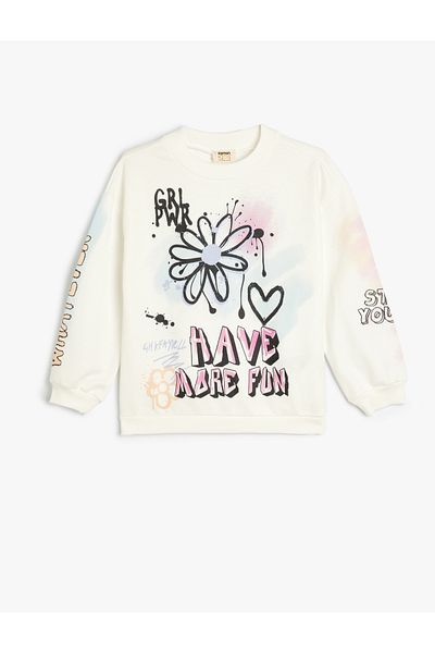 Koton Graffiti Themed Crew Neck Long Sleeve Sweatshirt