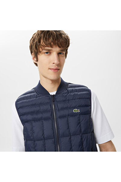 Lacoste Navy Blue Quilted Men's Vest - Judge Collar