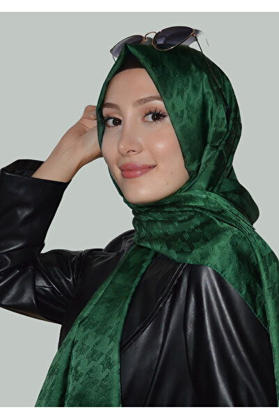 Silk Pearl Emerald Houndstooth Jacquard Shawl