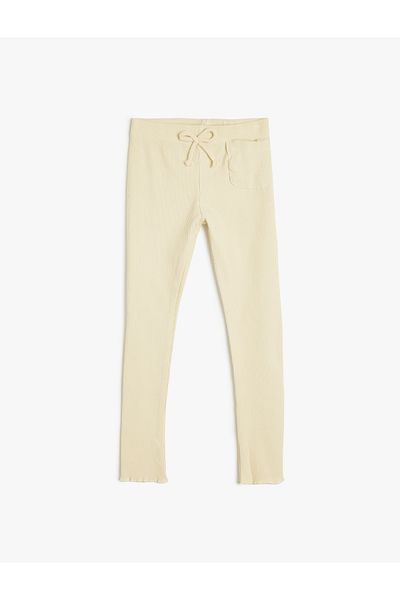 Koton Bow Detailed Basic Tights - Ribbed and Elastic Waist