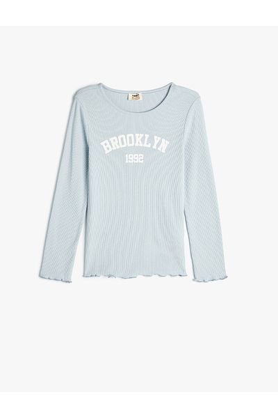 Koton Bavlněné tričko Brooklyn s dlouhým rukávem a potiskem
