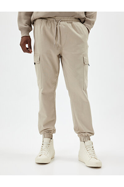 Koton Beli Bağcıklı Pamuklu Kargo Cep Detaylı Jogger Pantolon