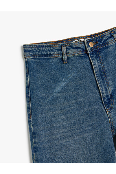 Koton Széles szárú farmer nadrág szabványos derék, szorosan illeszkedő pamut gombos zsebekkel - széles szárú farmernadrág