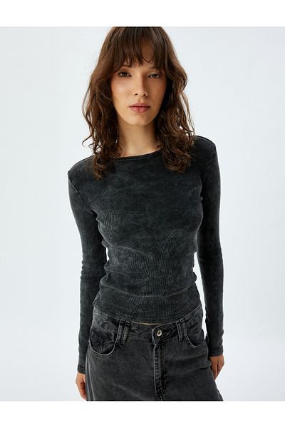 Koton Ribbed Slim Fit Long Sleeve Round Neck T-Shirt