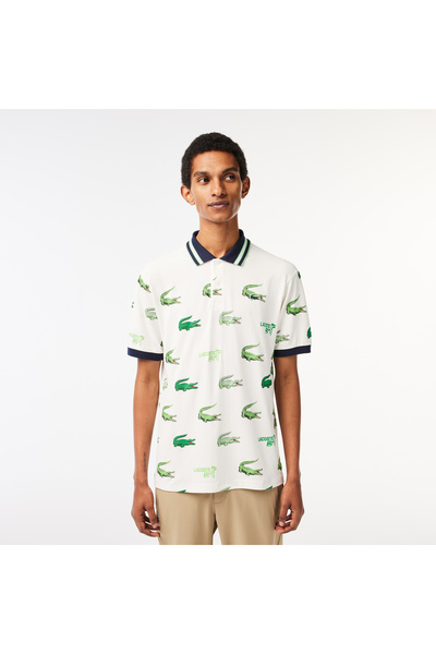 Lacoste SPORT Erkek Classic Fit Baskılı Beyaz Polo