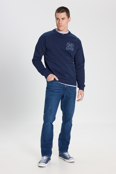 WRANGLER Regular Fit Normal Kesim Bisiklet Yaka %100 Pamuk Lacivert Sweatshirt