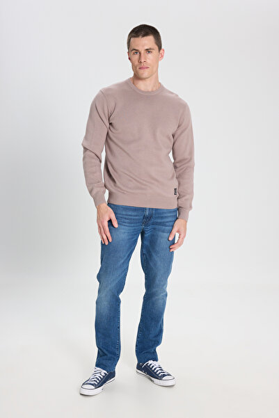 WRANGLER Regular Fit Normal Kesim Bisiklet Yaka Vizon Triko Kazak