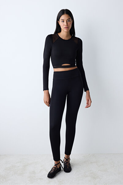 Penti Black High Waist Side Detailed Leggings