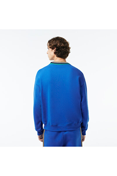 Lacoste Erkek Loose Fit Bisiklet Yaka Mavi Sweatshirt