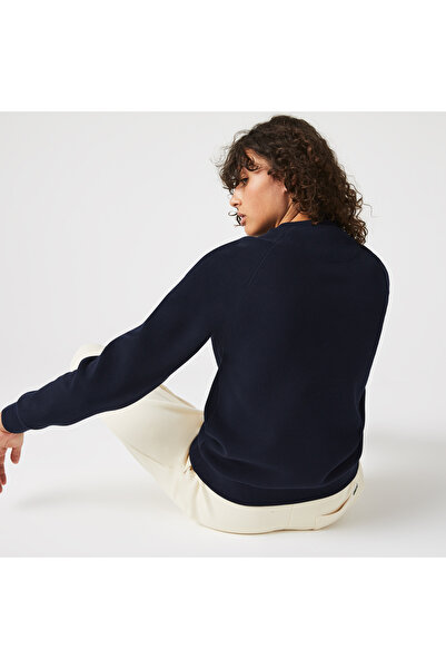 Lacoste Дамска блуза с обикновена кройка и обло деколте в тъмно син цвят