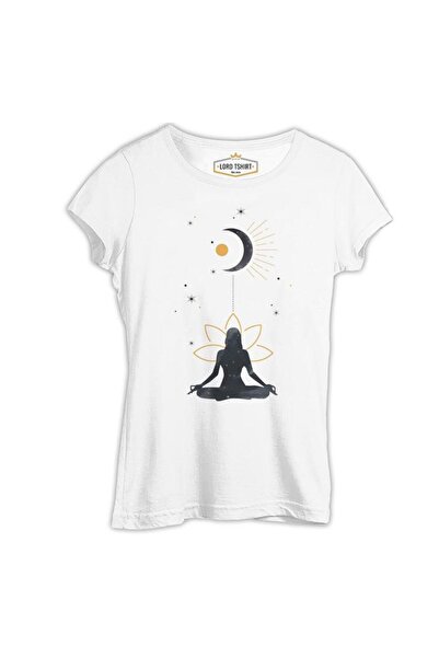 Lord T-Shirt يوجا - تي شيرت نسائي أبيض - يرتفع إلى القمر