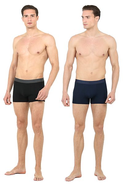D'S Damat Ds Damat Soft Cotton Boxers 2 Pack BLACK - ΣΚΟΥΡΟ ΜΠΛΕ